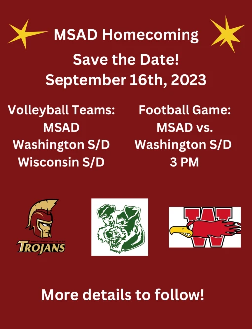 flyer for volleyball game against MSAD